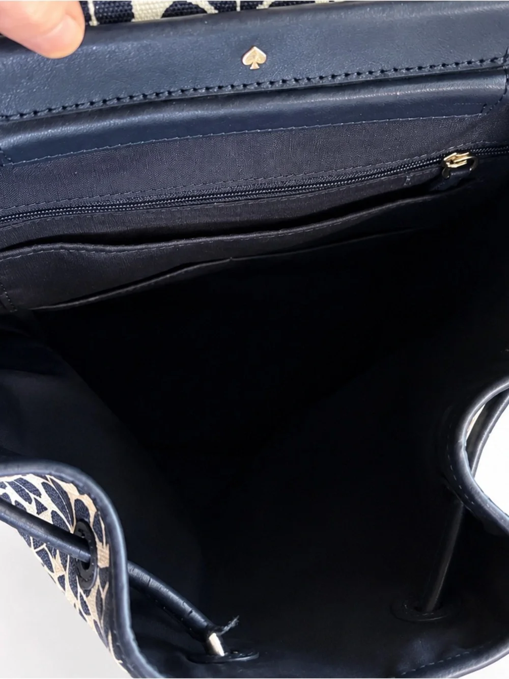 kate spade Navy Floral Stripe Drawstring Backpack